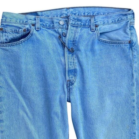 VTG Levis 501 Jeans 38x32 Blue Button Fly Straight Original Denim Mexico - Picture 4 of 10